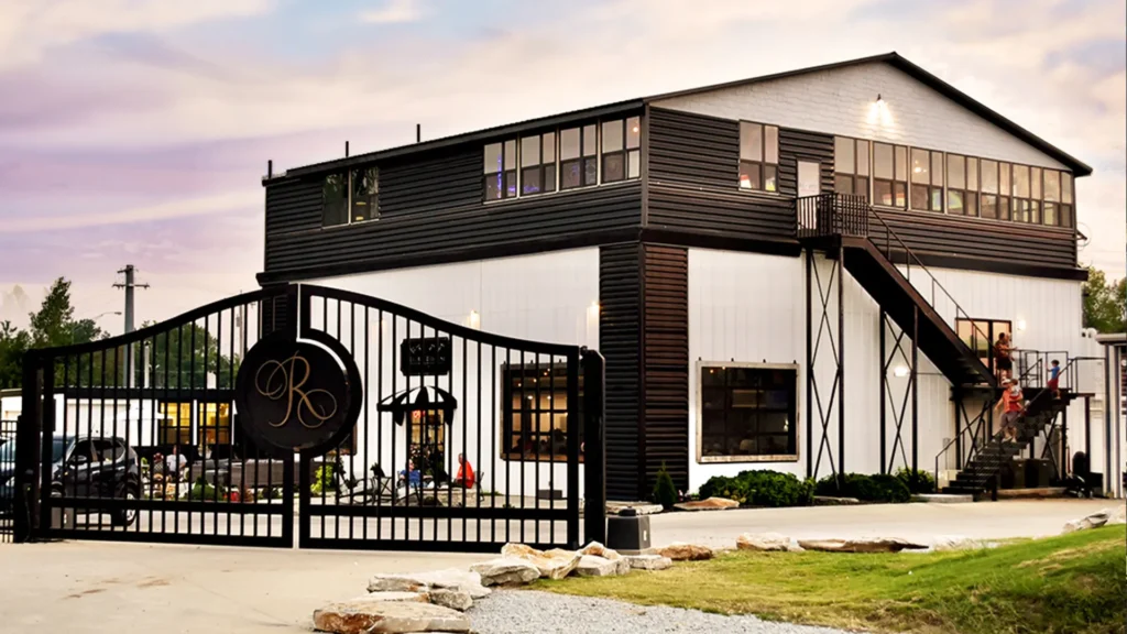 exterior view of Drift On Grand restaurant at The Regatta On Grand RV Resort in Grove, OK